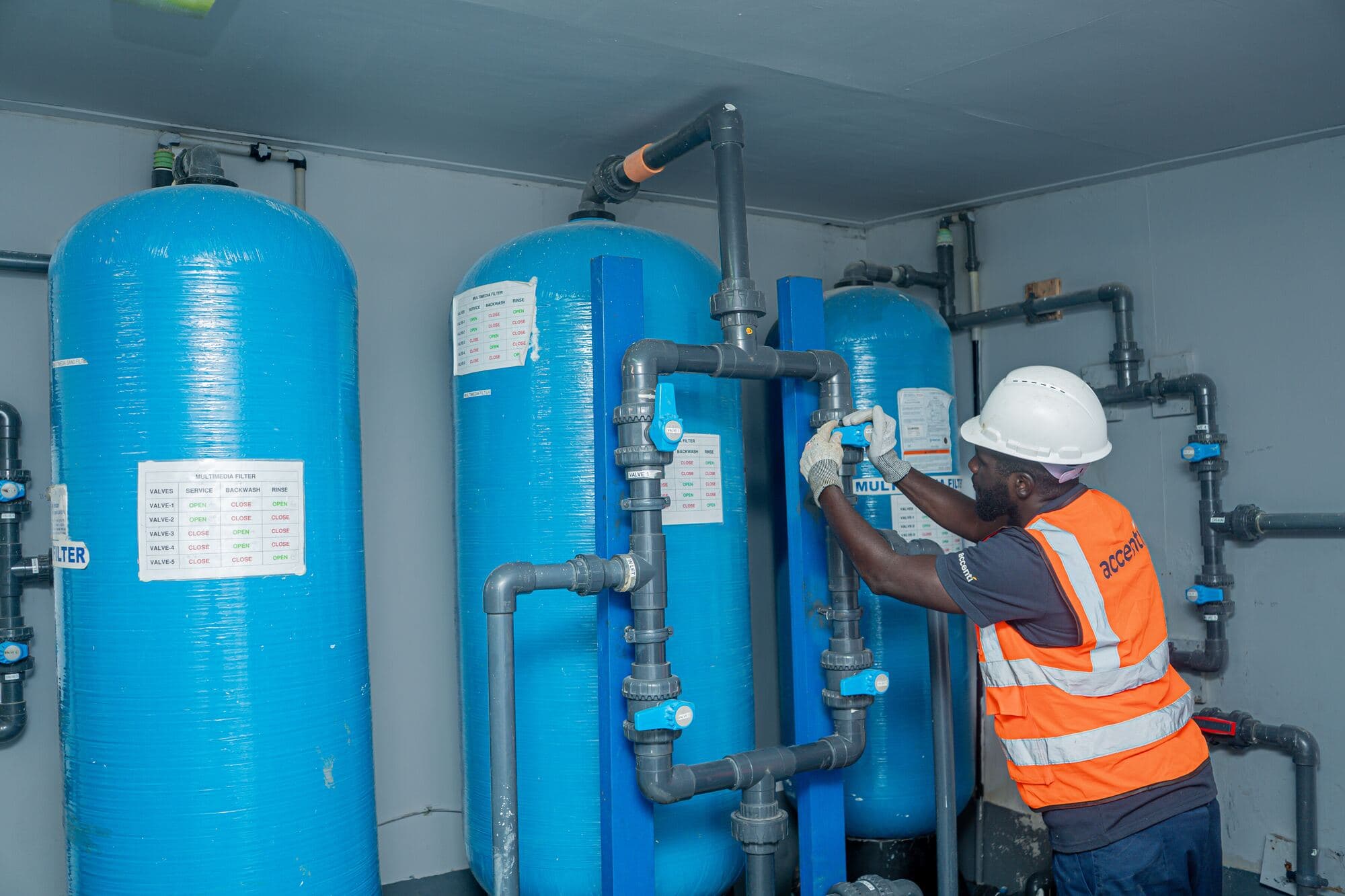 Accenti operator checking a water treatment plant