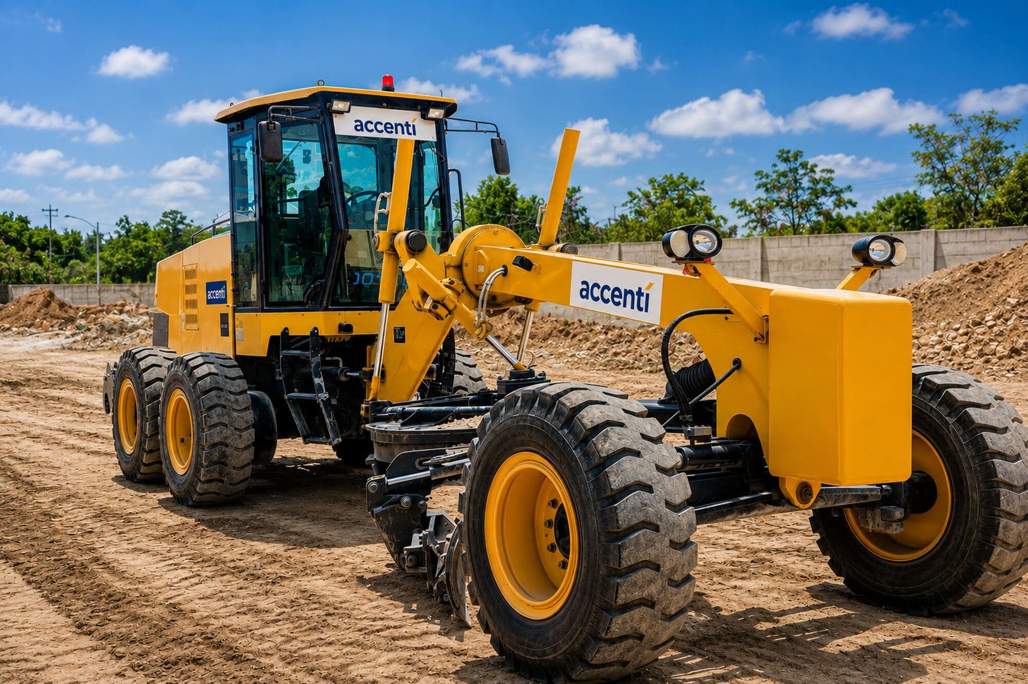 Accenti motor grader preparing a road surface