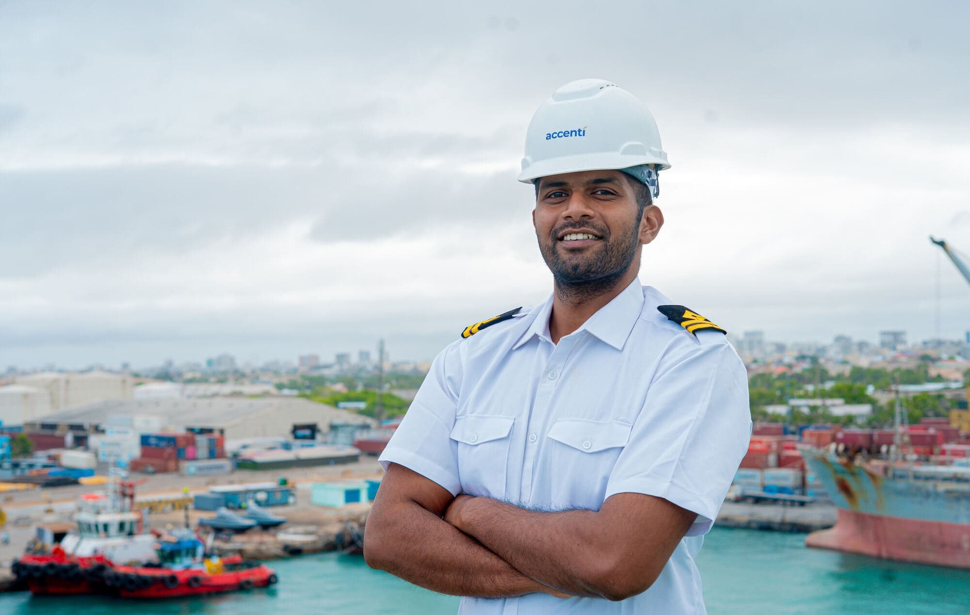 Accenti marine officer at Mogadishu port