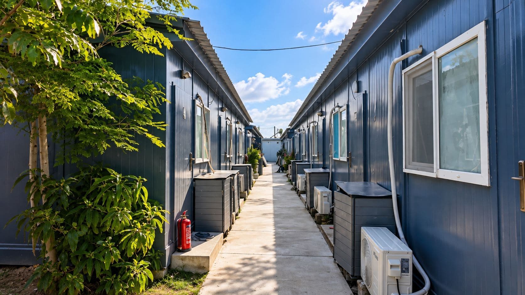 Prefabricated staff accommodation blocks at Marina Hub